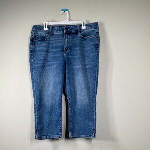 St. John's Bay Capri Denim Jeans Women's 14 High Rise Blue Casual Pants